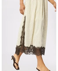 Whistles Women's Lace V-Neck Spot Midi Dress