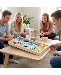 Hongge Wooden Pinball Machine with 3 Metal Balls, Ages 8+