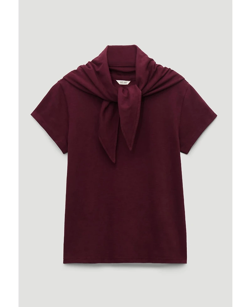 Hush Women's Minna Slim-Fit Scarf-Detail Crewneck T-Shirt