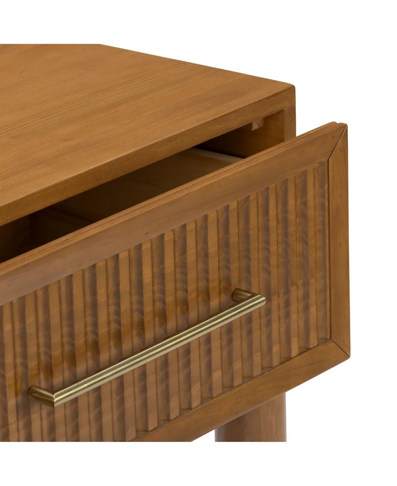 Plank+Beam Sera Fluted 1 Drawer Nightstand with Brass Handle