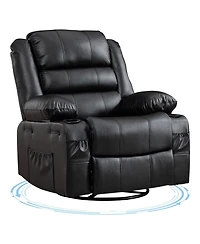 homfan Rocking Recliner Chair for Adults Manual Swivel Rocker with Cup Holders Leather Upholstered Comfy Single Sofa