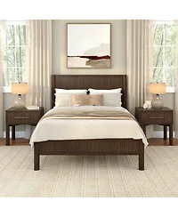 Plank+Beam Sera Fluted 1 Drawer Nightstand with Brass Handle