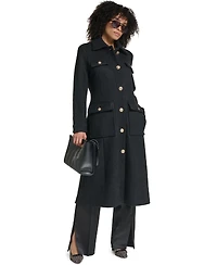 Karl Lagerfeld Paris Women's Button Front Contrast Coat