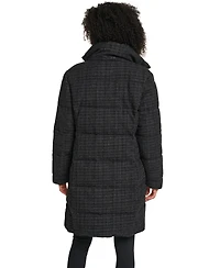 Karl Lagerfeld Paris Women's Tweed Sparkle Long Puffer Coat