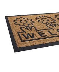 Kate Aurora Key West Welcome Daisies Coir Bristled Outdoor All Season Welcome Mat With Rubber Trim - 18"x30"
