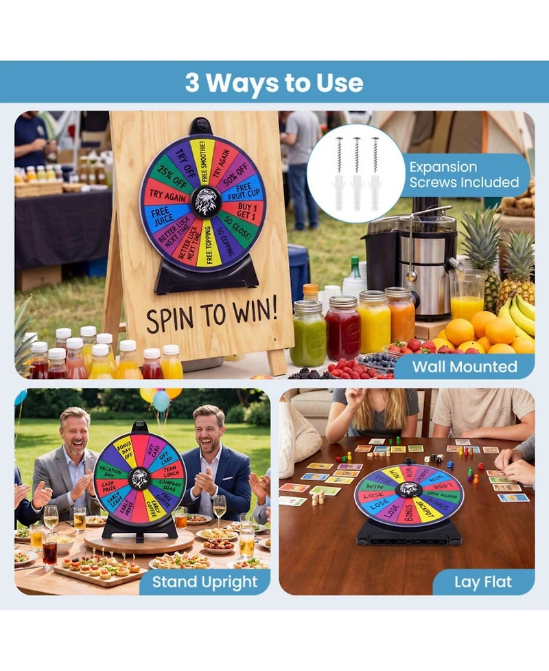 Hongge 14-Slot Rewritable Blackboard Spinning Prize Wheel, Ages 3+