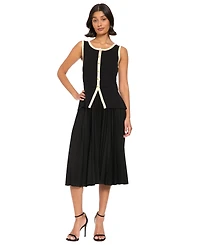 London Times Women's Colorblock A-Line Pleated Midi Dress