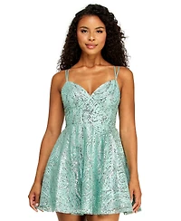 B Darlin Juniors' Lace Sweetheart Double-Strap Dress