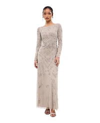 Maryisa Women's Modest Floral Embellished Sequins Maxi Dress