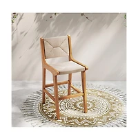 Boyel Living Set of 1 Outdoor Counter Height Bar Stool Woven Paper Rope Patio Barstool with Teak Wood Frame