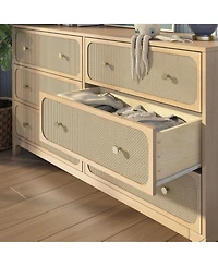 Max and Lily Elio/Rattan 6 Drawer Dresser