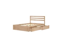 Grain & Grove Bear Full Single Bed With Underbed Storage Drawers, Oak Embossed