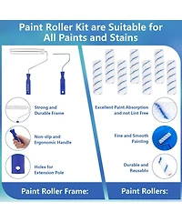 Xdovet Paint Roller Kit Extension Pole Covers Tray Brushes Accessories