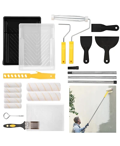 Xdovet Roller Set Frame Extension Rod Brush Scraper Painting Supplies
