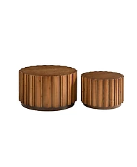 Streamdale Furniture Round Nesting Coffee Table Set, Wood with Slatted Body