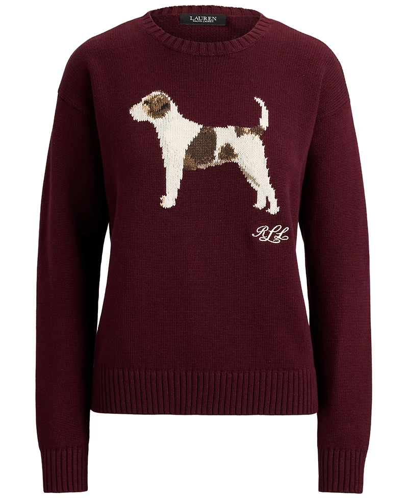 Lauren Ralph Petite Intarsia-Knit Crewneck Sweater
