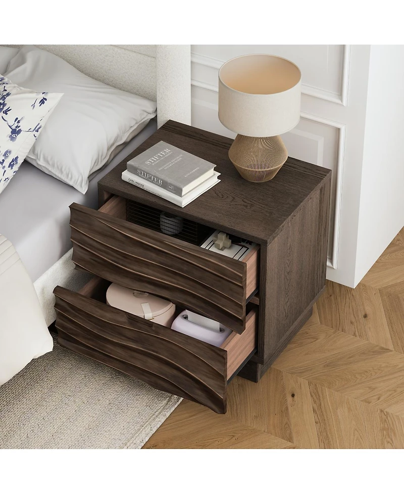 Streamdale Furniture Solid Wood 2-Drawer Nightstands, set of 2