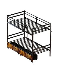 Streamdale Furniture Heavy Duty Metal Bunk Bed with Drawers and Safety Guardrails