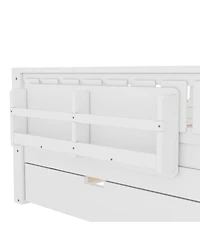 Streamdale Furniture Full Loft Bed with Bookshelves, Staircase, Safety Rails, and Trundle