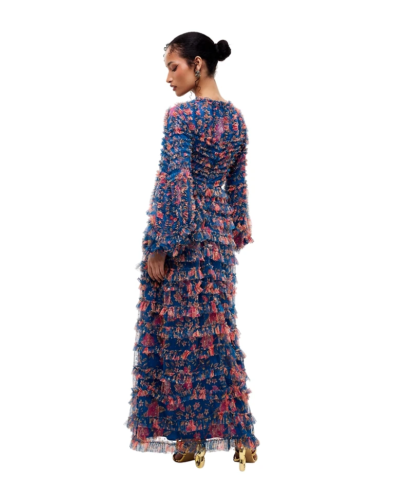 Maryisa Women's Modest Floral Ruffle Maxi Dress