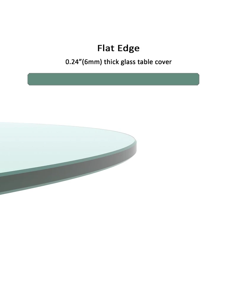 Streamdale Furniture 30" Round Tempered Glass Table Top, 1/4" Thick, Flat Polished Edge