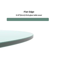 Streamdale Furniture 30" Round Tempered Glass Table Top, 1/4" Thick, Flat Polished Edge