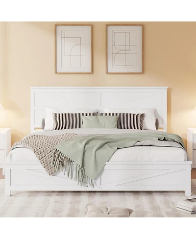 Streamdale Furniture Farmhouse King Bed with Barn Door Headboard and Footboard