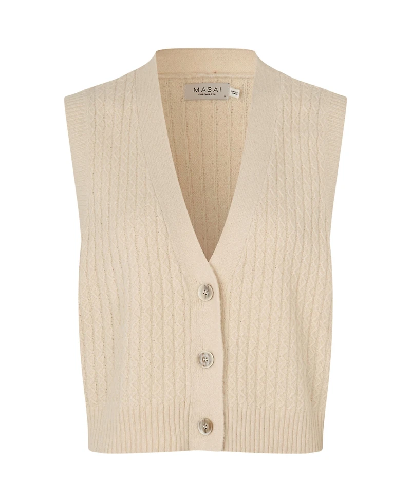 Masai Copenhagen Women's MaLaney Cable-Knit V-Neck Cotton-Blend Sweater Vest