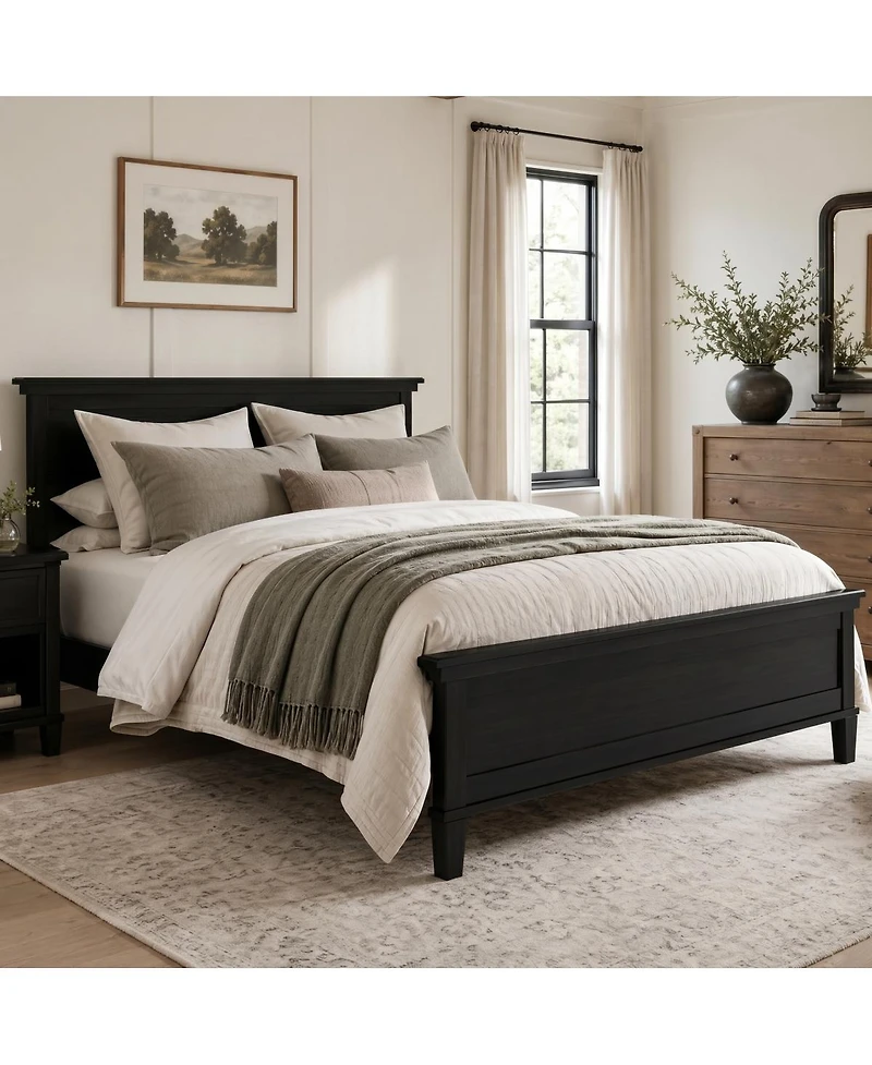 Streamdale Furniture Mid-Century Modern Queen Platform Bed with Headboard