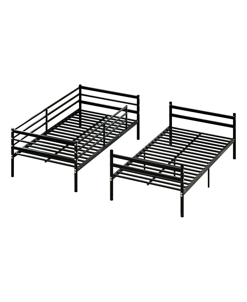 Streamdale Furniture Over Twin Metal Bunk Bed with Flat Ladder