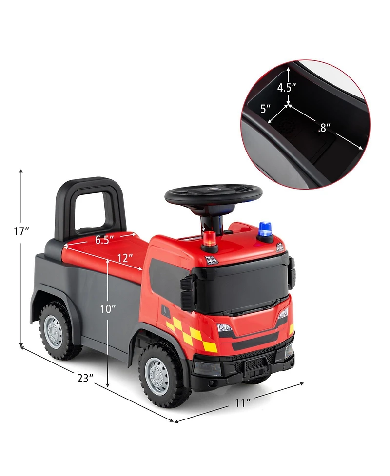 Slickblue Kids Ride-On Truck Toy with Steering Wheel, Lights and Music