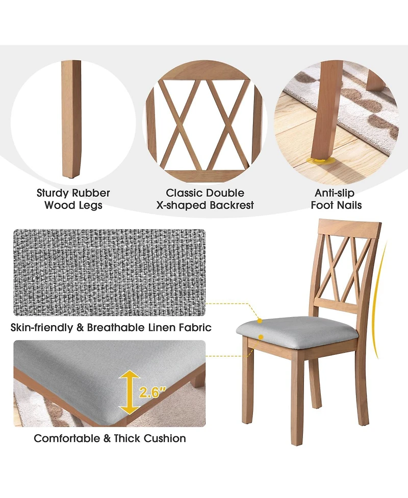Streamdale Furniture Set of 2 Upholstered Dining Chairs with Solid Wood Legs
