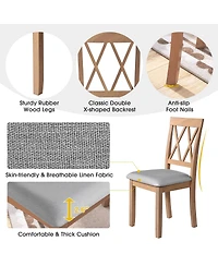 Streamdale Furniture Set of 2 Upholstered Dining Chairs with Solid Wood Legs