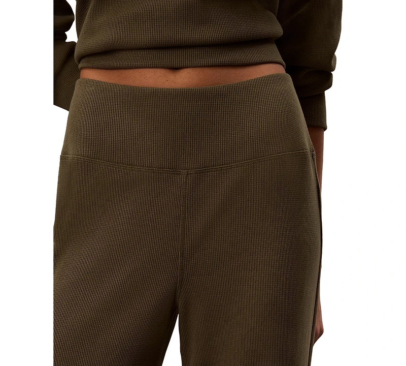 Calvin Klein Performance Women's Pull-On Waffle-Knit Relaxed-Fit Straight-Leg Pants