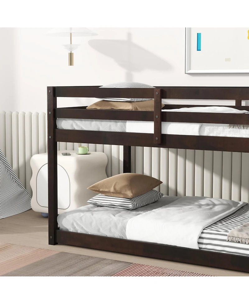 Sailvan Twin over Floor Bunk Bed with Ladder,Bed Platforms crafted Strengthened Slats
