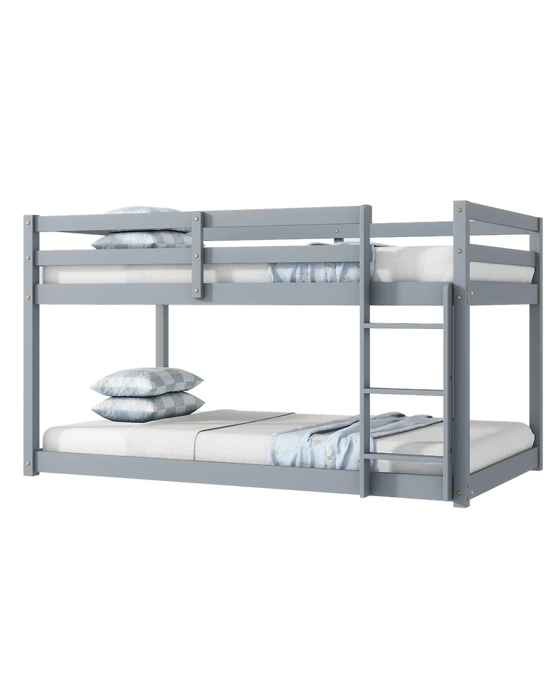 Sailvan Floor Bunk Bed, Wooden, Upper Bed Platforms crafted with Strengthened Slats