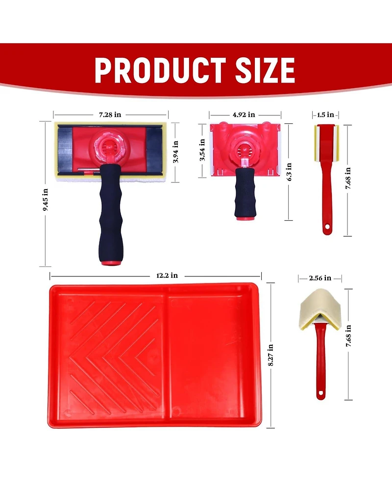 Xdovet Paint Edger Tool Kit Rotating Handle Walls Ceilings Corners Baseboards Pads Refills Tray Home Diy Interior Painting Lines