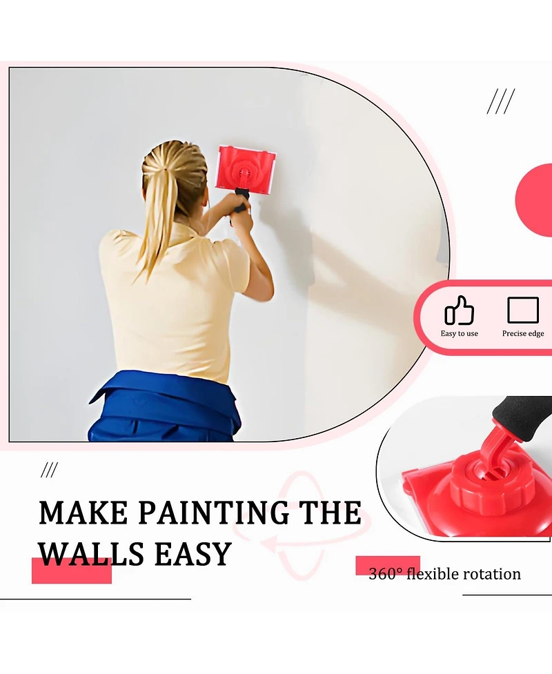 Xdovet Paint Edger Tool Extension Rod Pad Applicator Ceilings Trim Baseboards Refill Pads