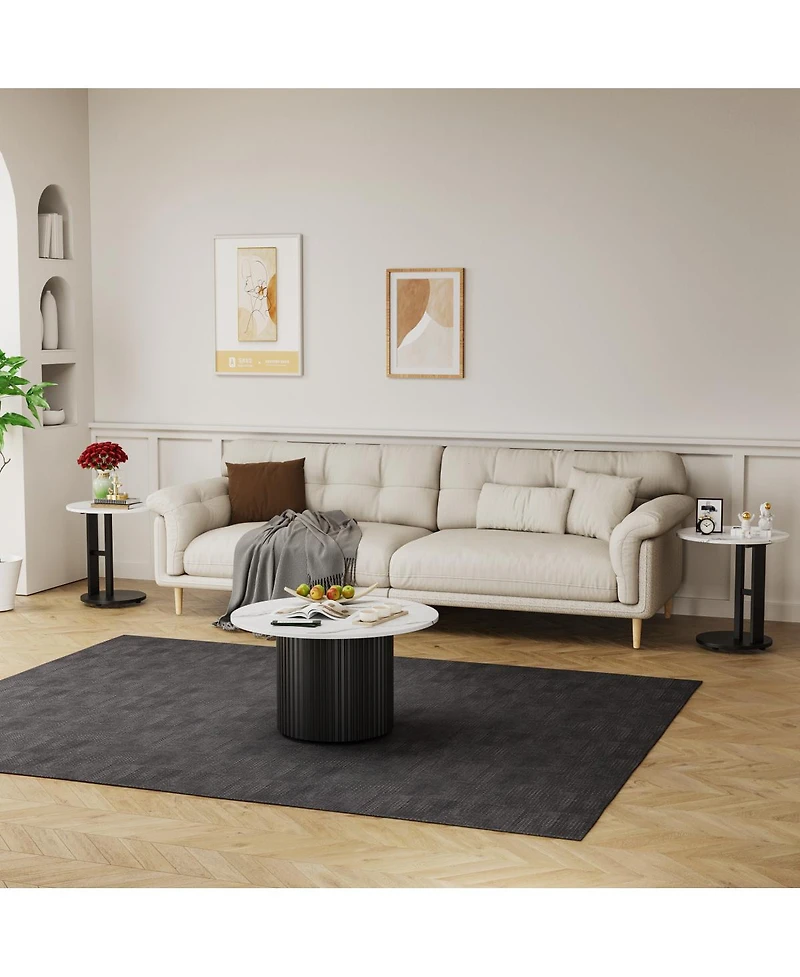 Streamdale Furniture 3-Piece Modern Nesting Coffee Table Set with Faux Marble Top and Metal Legs