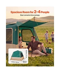 Mountaintop 4-Person Green Inflatable Cabin Tent, Rechargeable Pump, Tpu Tube, 5 Mesh Windows, Waterproof Portable with Carry Bag for Camping Hiking