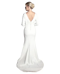 Coast Women's Slash Neck Long-Sleeve Puddle Wedding Dress