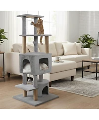 Hongge Five-Tier 64 Inch Cat Tree with Two Extra Large Condos