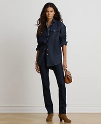 Lauren Ralph Women's Long-Sleeve Point Collar Denim Shirt