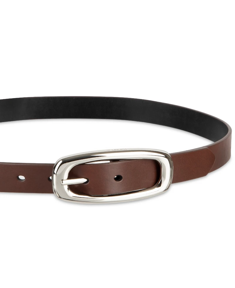 Calvin Klein Skinny Oval Shaped Center Bar Buckle Reversible Dress Belt