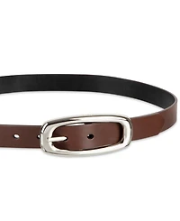 Calvin Klein Skinny Oval Shaped Center Bar Buckle Reversible Dress Belt