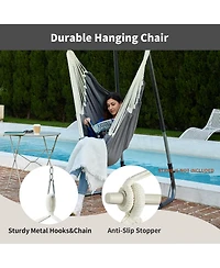 Piscifun 500 Lbs Capacity Hanging Hammock Chair Swing With Footrest Portable Indoor Outdoor Steel Hardware Kit