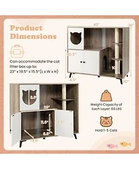 Hongge Cat Litter Box Enclosure with 3 Sisal Scratching Posts