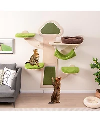 Hongge Wall-Mounted Cat Shelves Set with Cushioned Perches, 71 Inch
