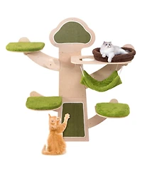 Hongge Wall-Mounted Cat Shelves Set with Cushioned Perches, 71 Inch