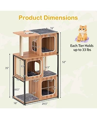Hongge Metal-Frame Modern Cat Tree with Enclosed Cat House, 52 Inch